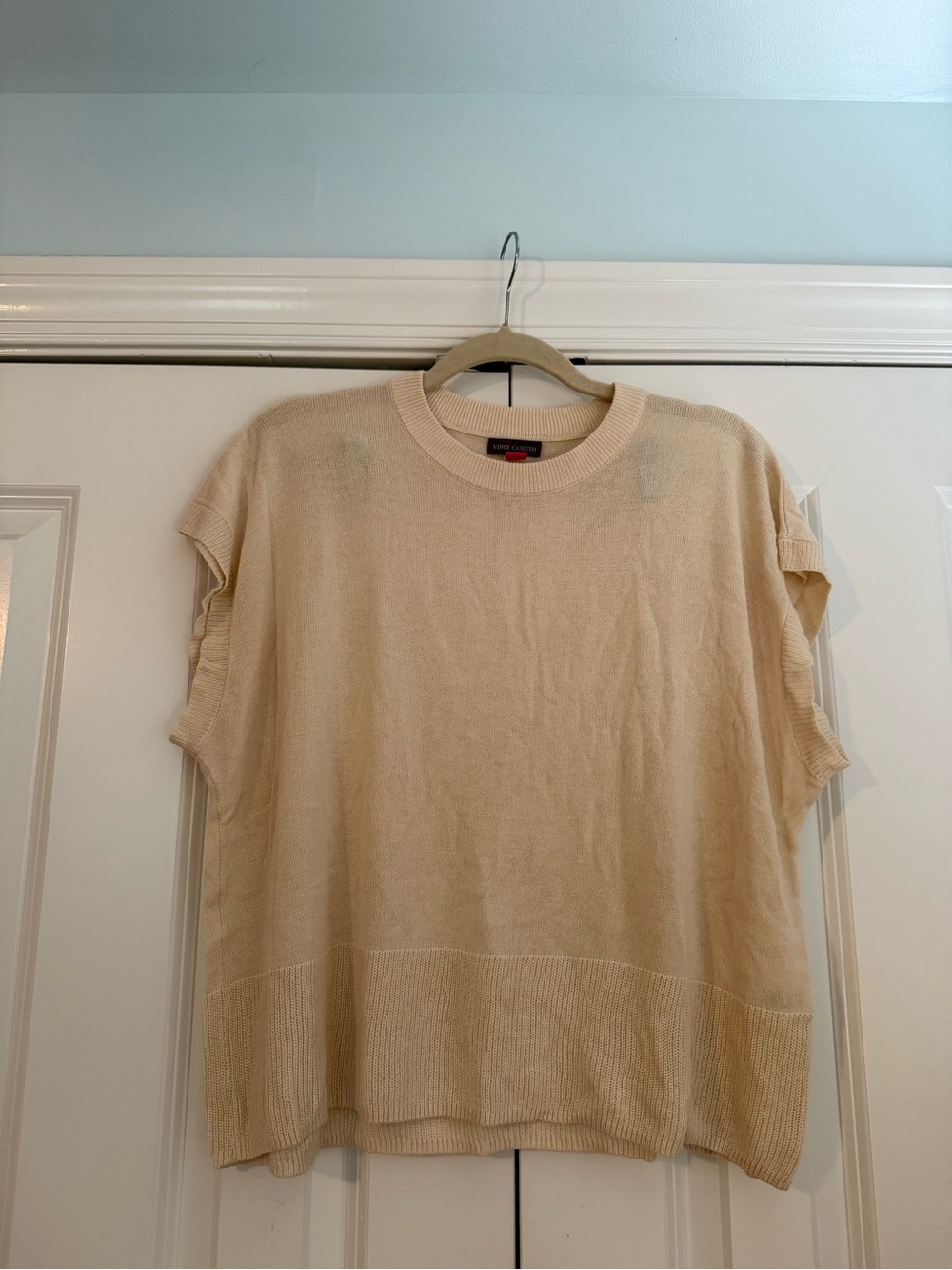 Vince Camuto Cream Short-Sleeve Knit Sweater
